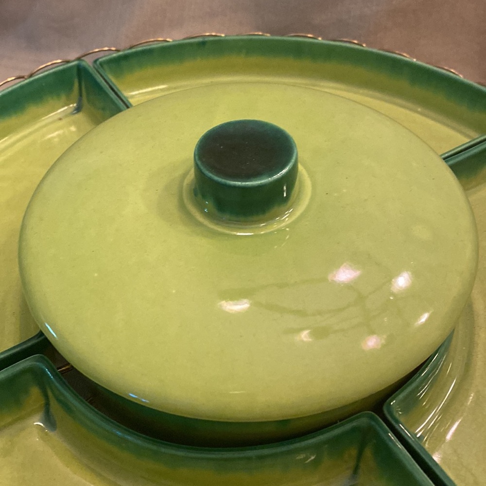 Rotating Mid Century Modern Divided Serving Platter - Picture 2 of 8